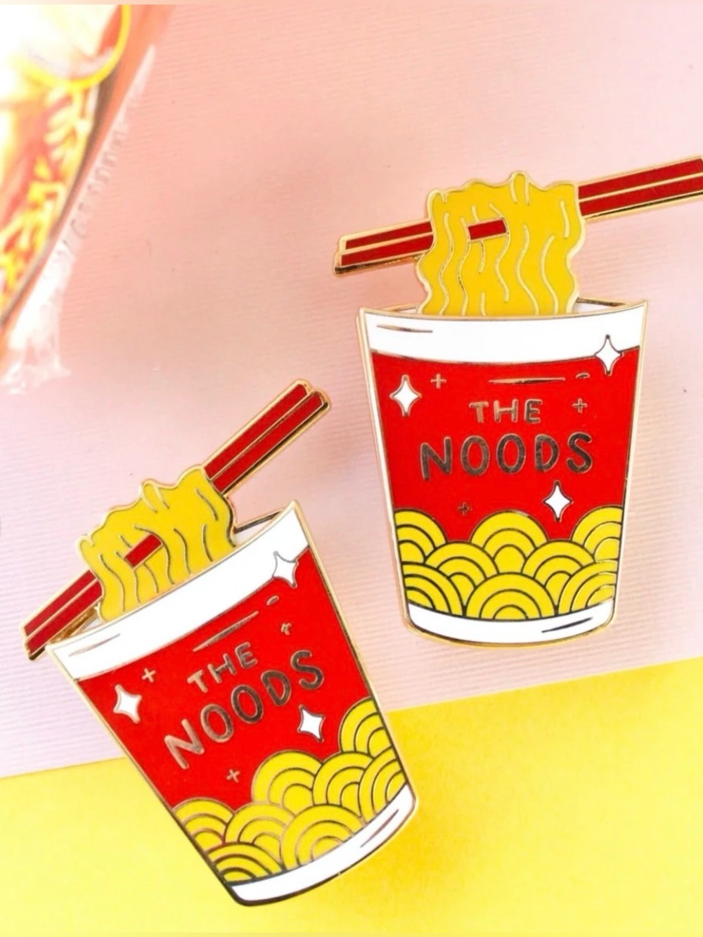 NEW Occasionalish Instant Noods Enamel Pin Interactive Moving Noodles Ramen